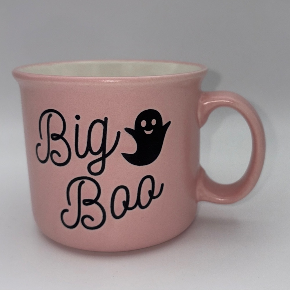 Ghost Themed Pink Mug "Big Boo" Cobwebs & Cauldrons